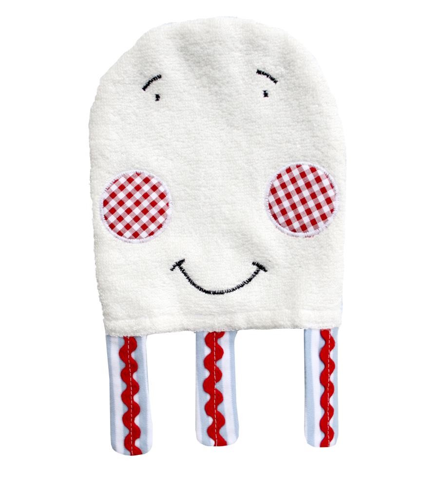 Waschhandschuh QUALLE, blau/beige