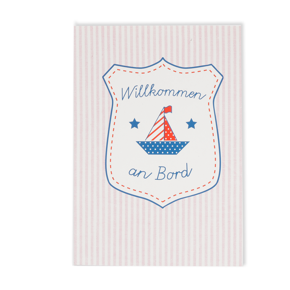 Geburtskarte Emblem "Willkommen an Bord" rosa