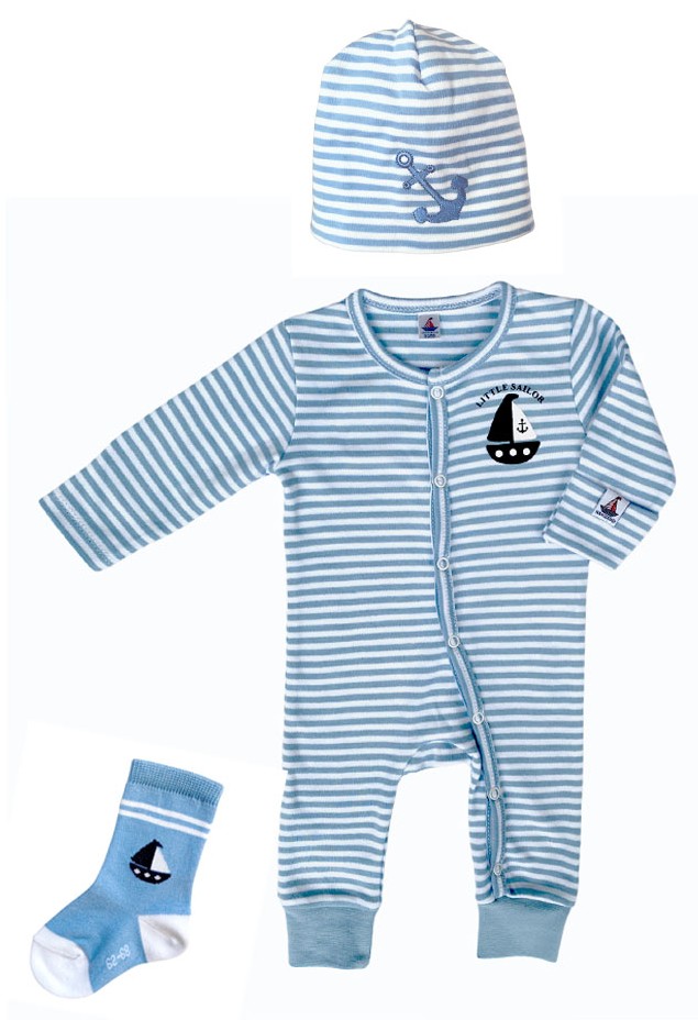 3-teiliges Babyset „Ahoi“ 62/68 | Bio-Baumwoll Strampler, Beanie & Babysocken | Geschenk zur Geburt
