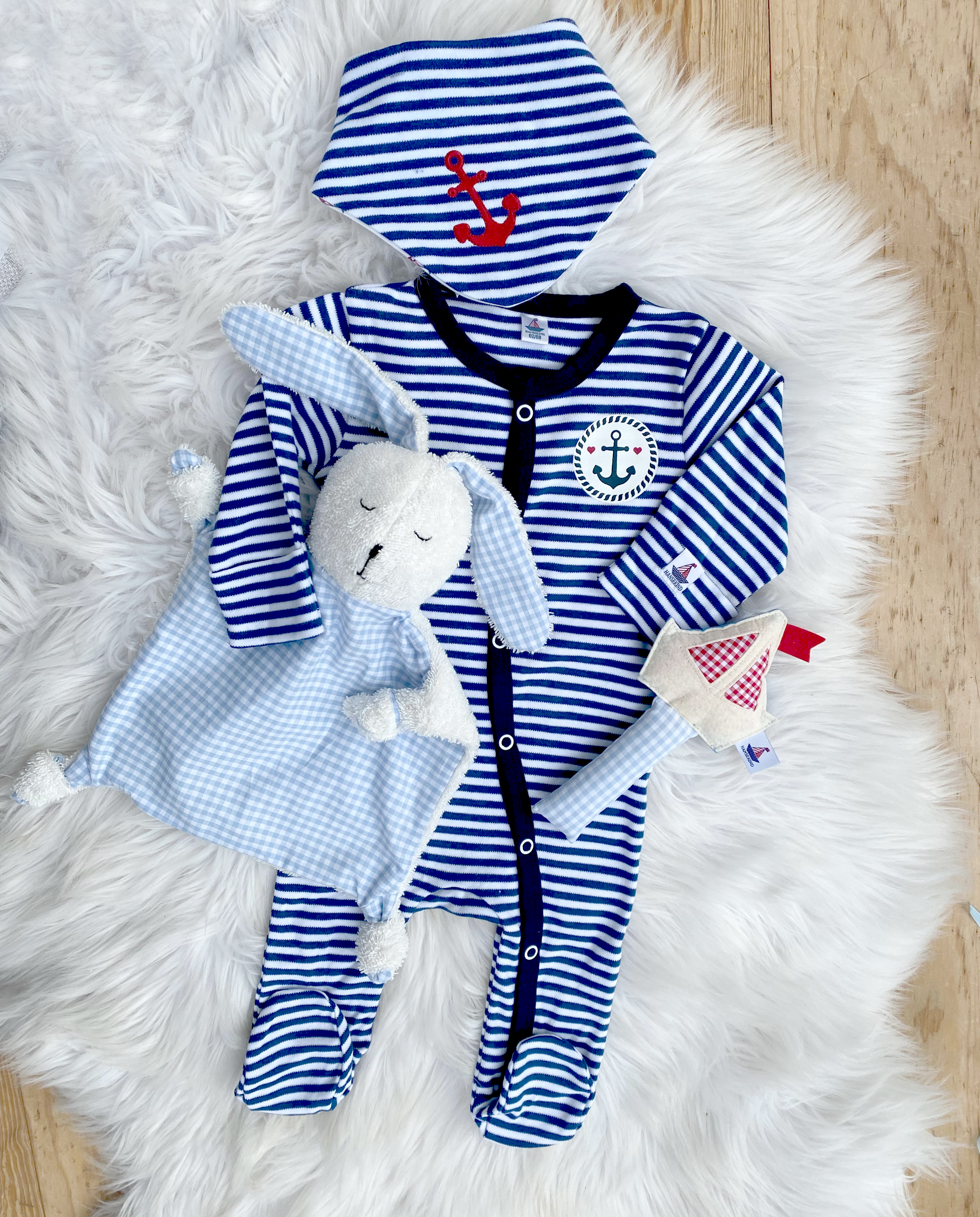 3-teiliges Set 62/68 navy gestreift