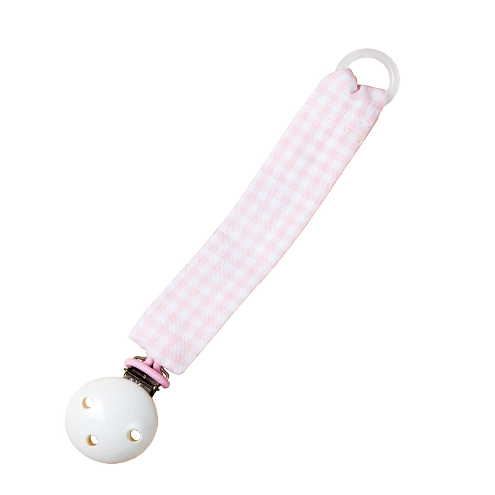 Schnullerband ohne Motiv, Stoff rosa-vichykaro