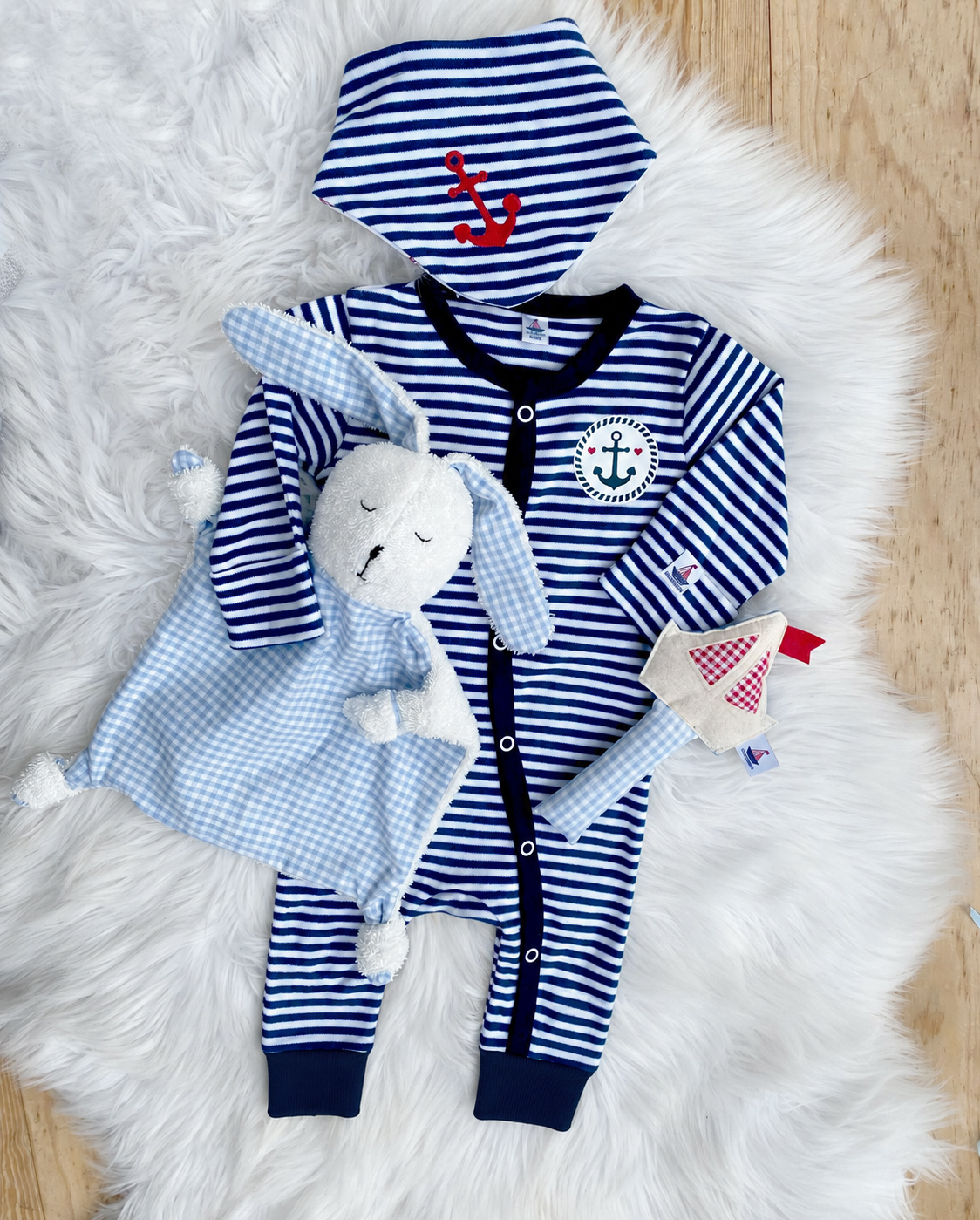 3-teiliges Set 62/68 navy gestreift