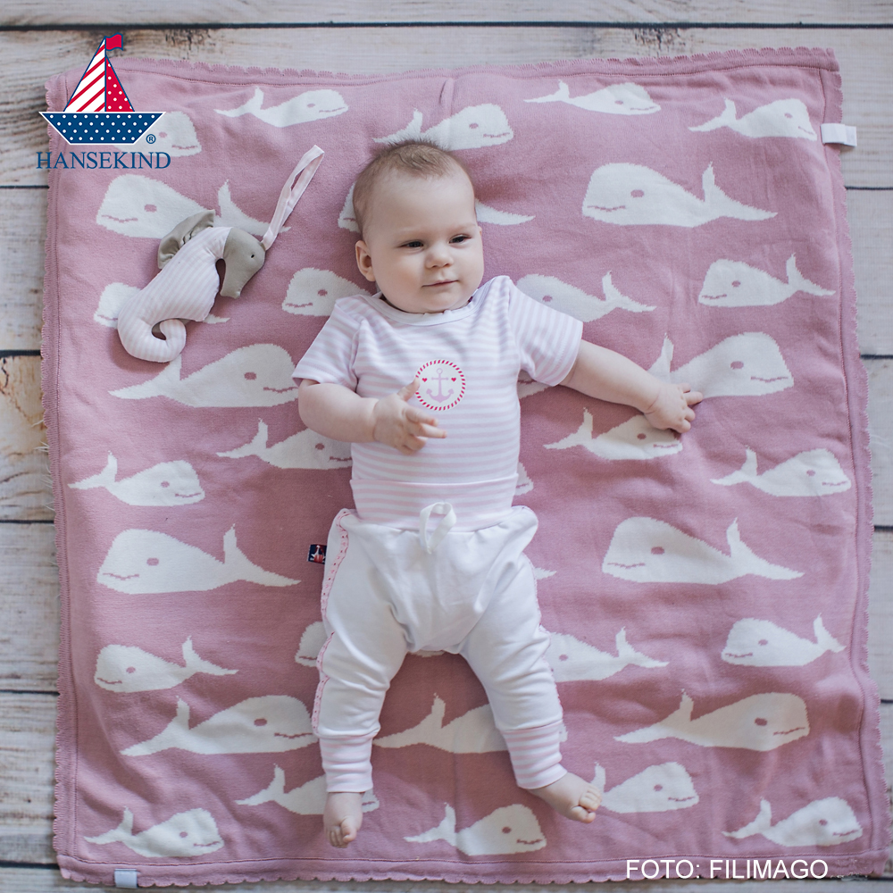 Strickdecke Wal, altrosa