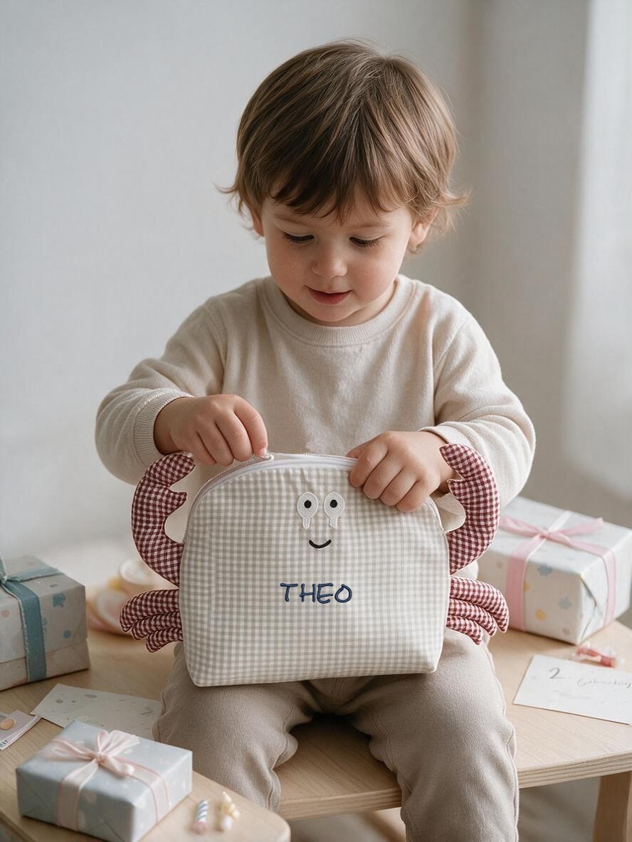 Kinder Kulturtasche Krabbe | Kulturbeutel für Kinder aus OEKO-TEX® Standard 100 | Hansekind