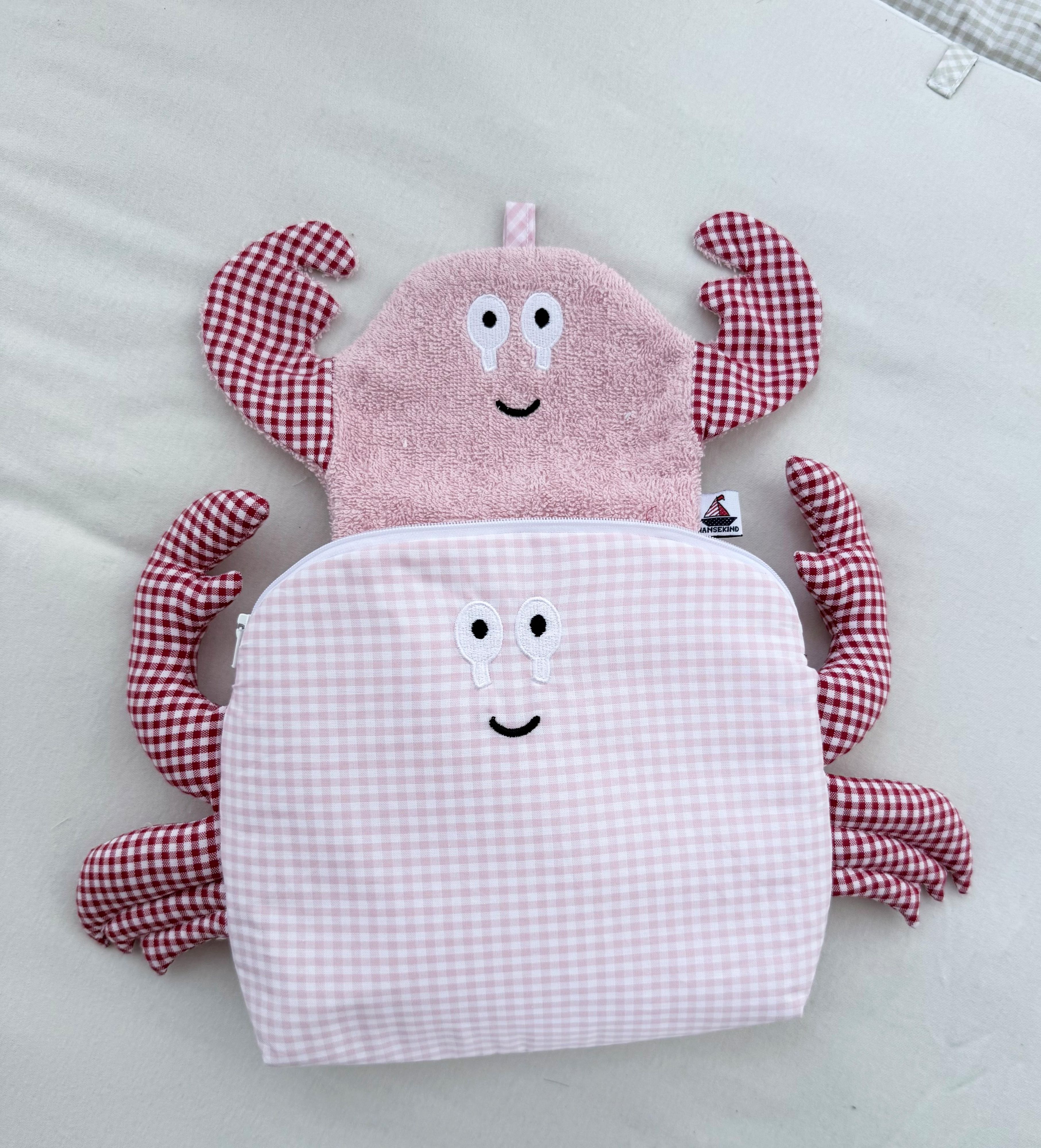 Kinder Kulturtasche Krabbe | Kulturbeutel für Kinder aus OEKO-TEX® Standard 100 | Hansekind