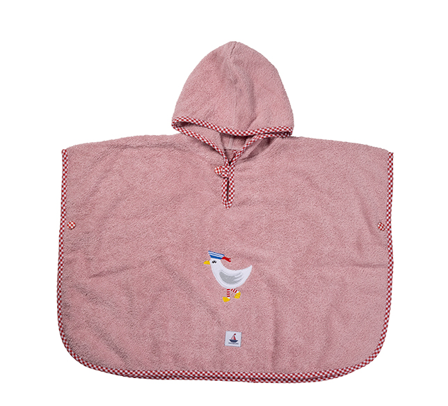 Poncho, altrosa Frottee, Möwe, 1-4 Jahre