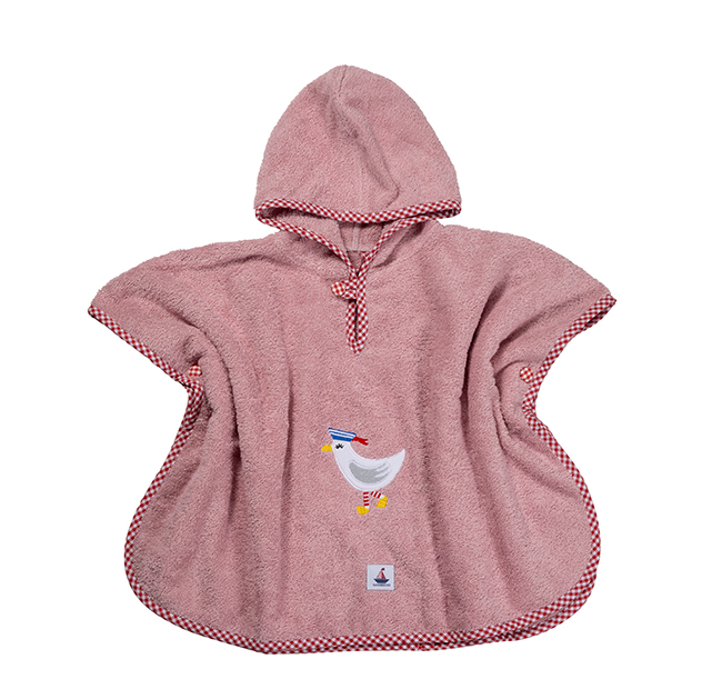 Poncho, altrosa Frottee, Möwe, 1-4 Jahre