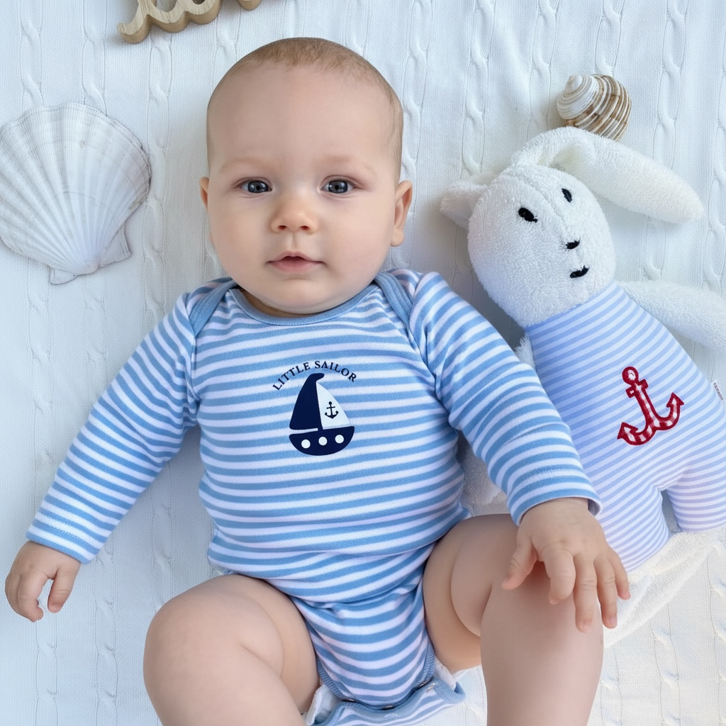 Geschenkeset „Willkommen“ 62/68 | Baby Body aus Bio-Baumwolle & Kuscheltier Hase | Geschenk zur Geburt