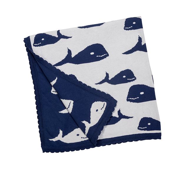 Strickdecke Wal, navy