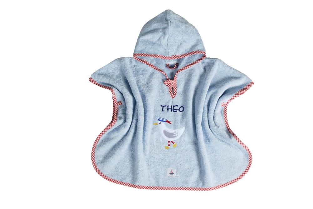 Poncho Möwe hellblau
