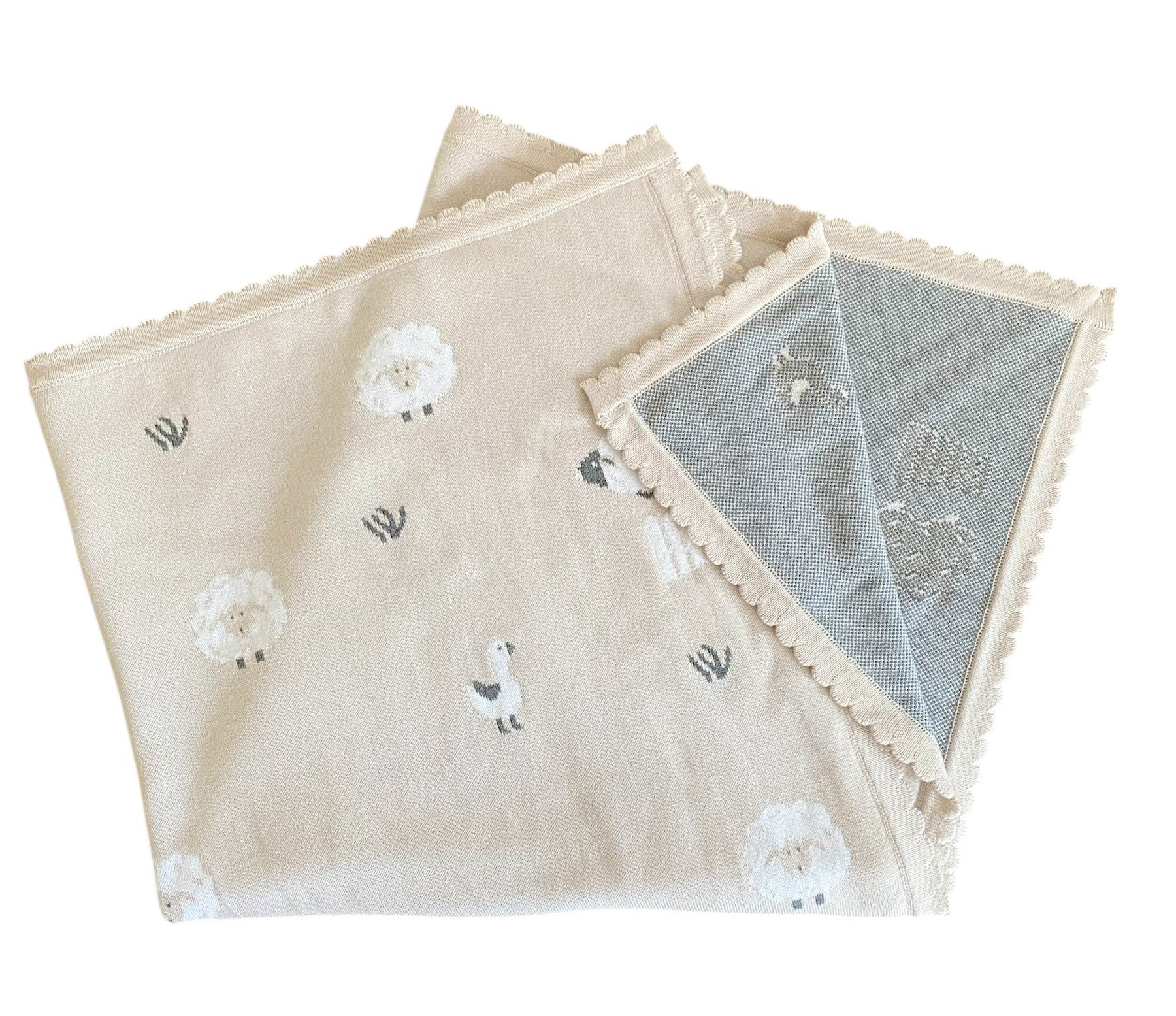 Baby Strickdecke Schafe Sand aus Baumwolle unisex| Hansekind