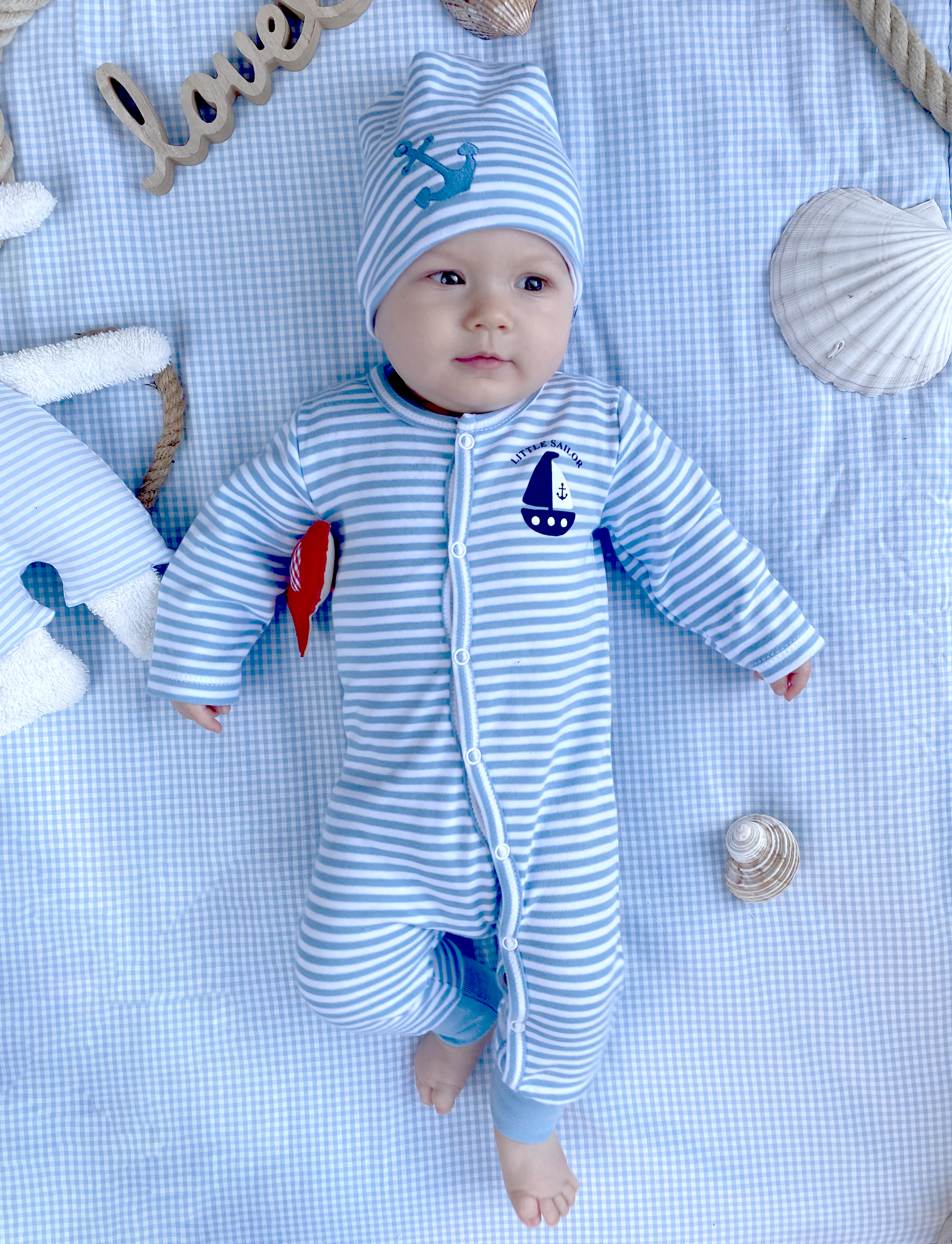 Babystrampler Ship little sailor, blau 50/56