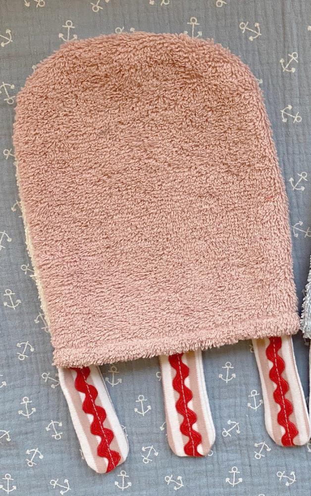 Waschhandschuh QUALLE, ROSA/BEIGE
