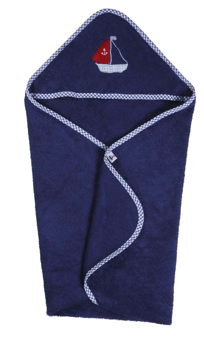 Babykapuzenhandtuch Segelboot navy