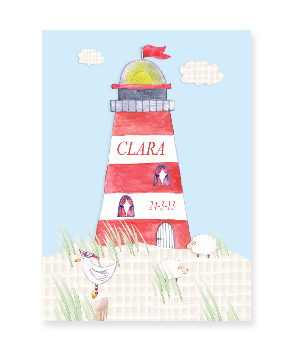 Kinderbild Leuchtturm, 30 x 40 cm, personalisiert