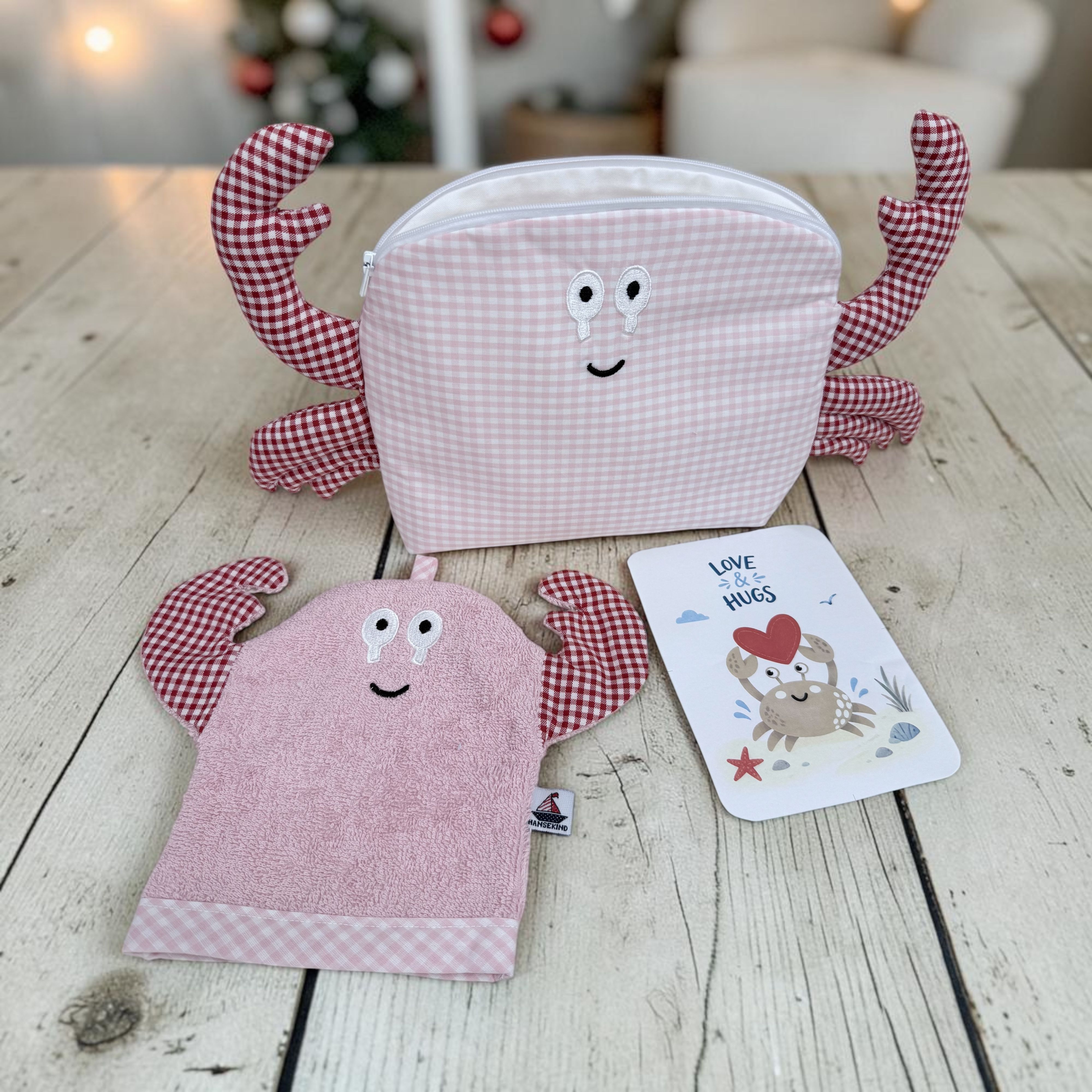 Kinder Kulturtasche Krabbe | Kulturbeutel für Kinder aus OEKO-TEX® Standard 100 | Hansekind