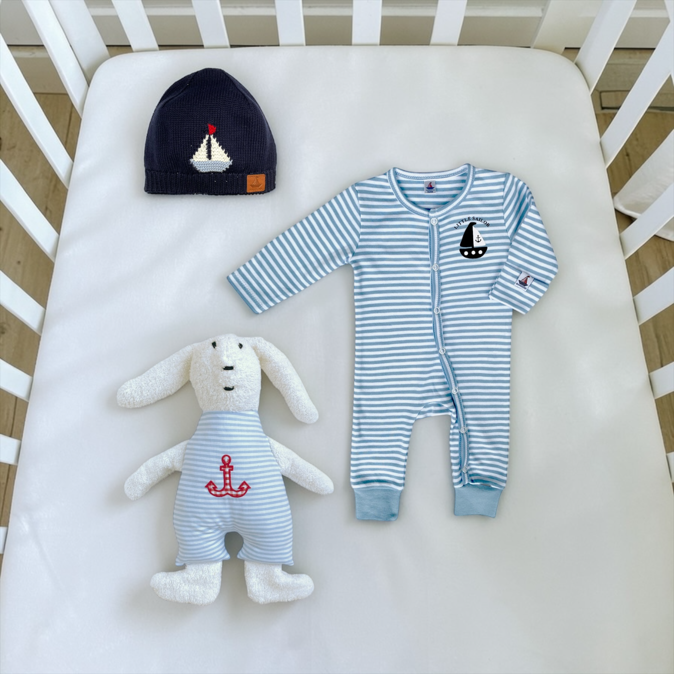 3-teiliges Nestbau Set aus Bio-Baumwolle | Geschenk zur Geburt & Baby Erstausstattung | Hansekind