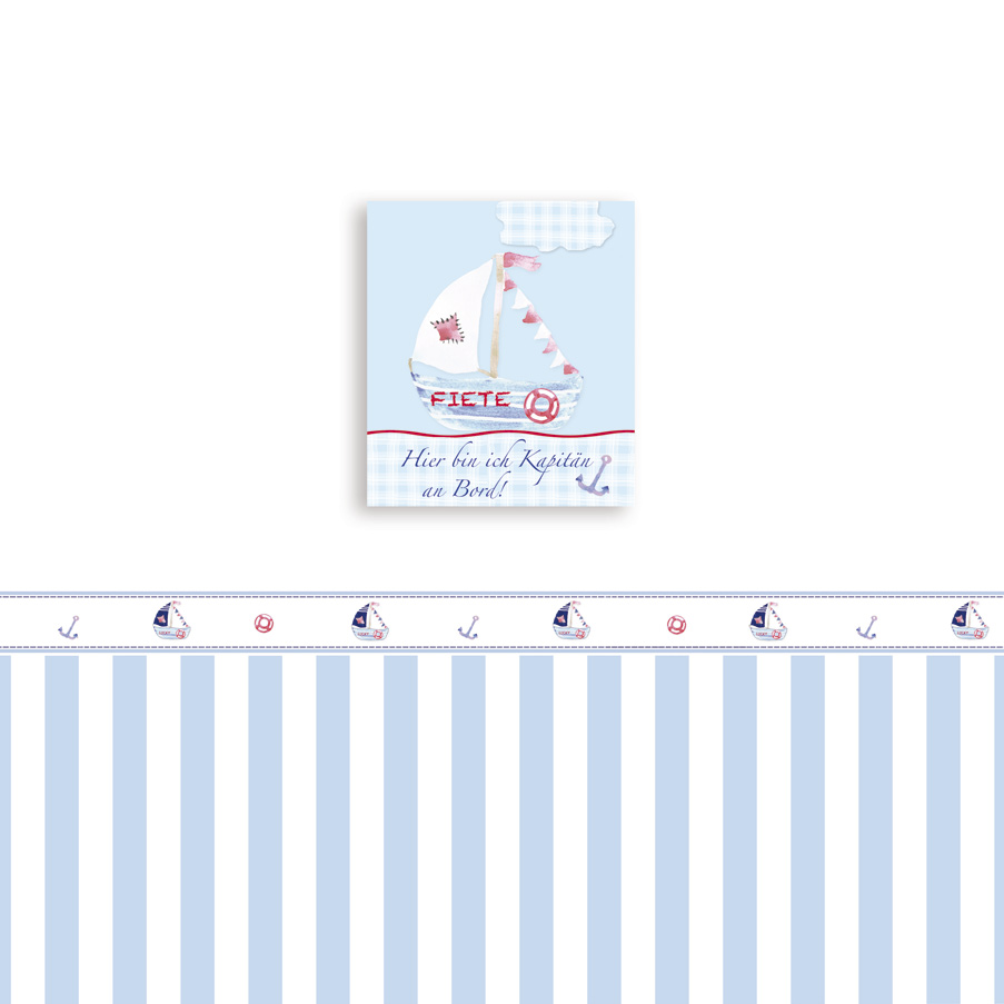 Kinderbild Segelboot, 40 x 40 cm, personalisiert