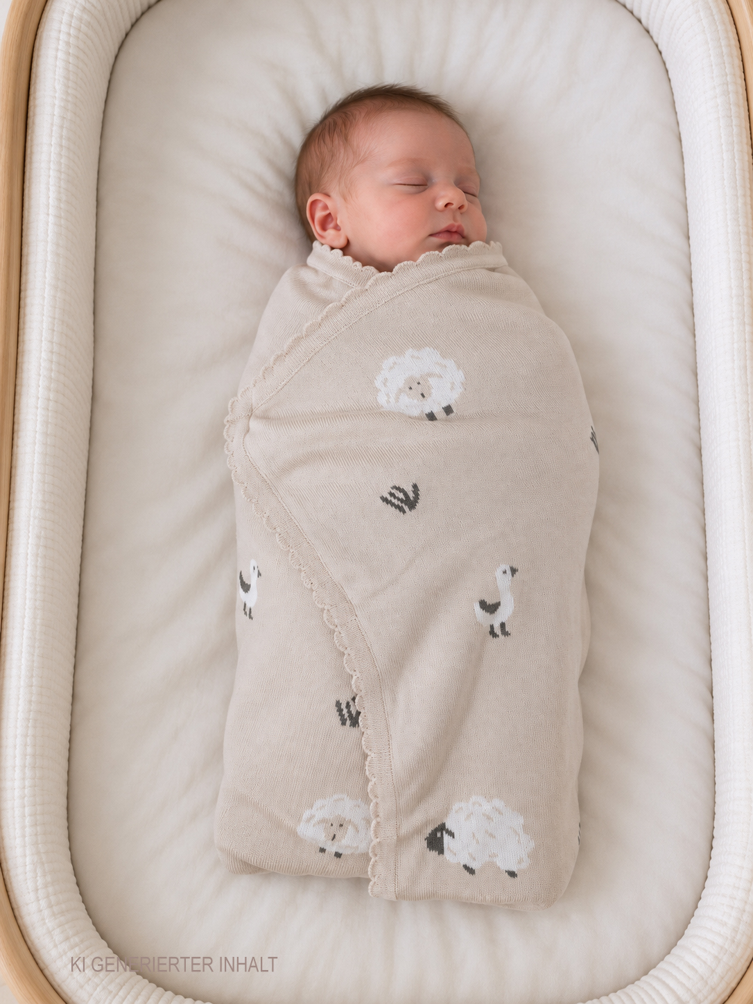 Baby Strickdecke Schafe Sand aus Baumwolle unisex| Hansekind