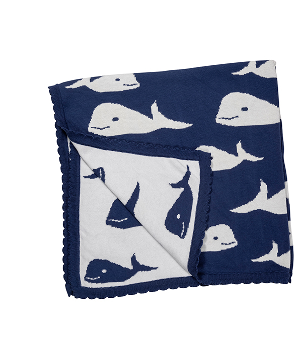Strickdecke Wal, navy