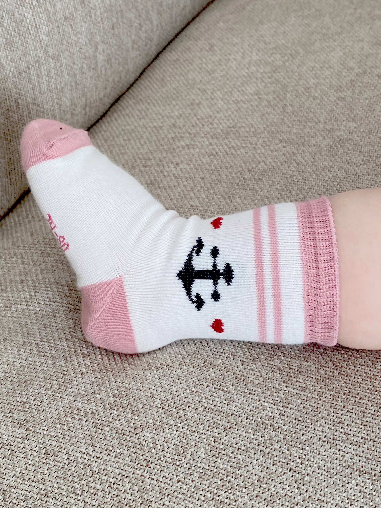 Socke rosa mit Anker 62-68