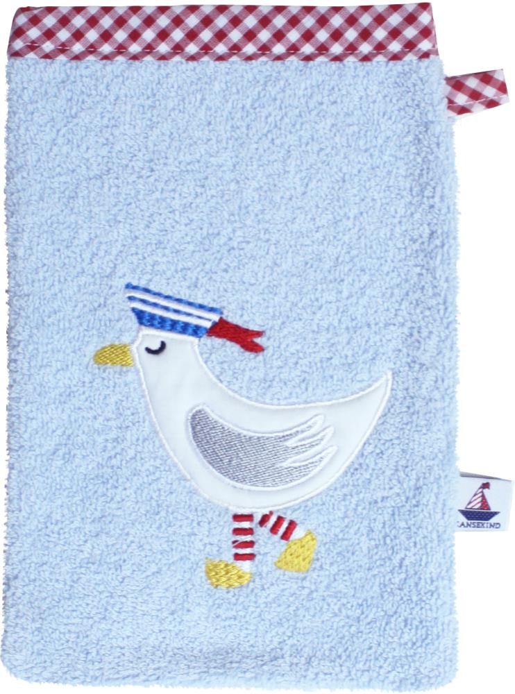 Waschhandschuh Möwe hellblau