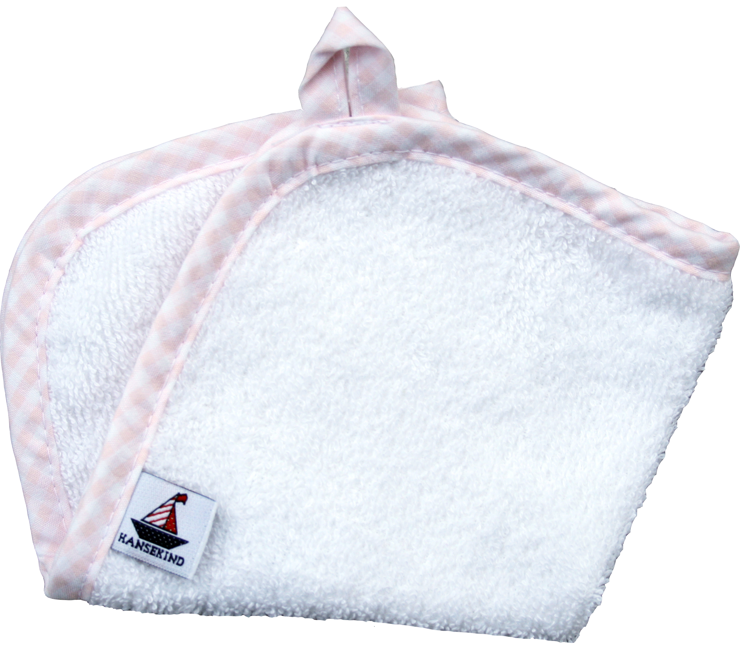 Waschlappen, weißer Frottee, Umrandung vichy-karo rosa
