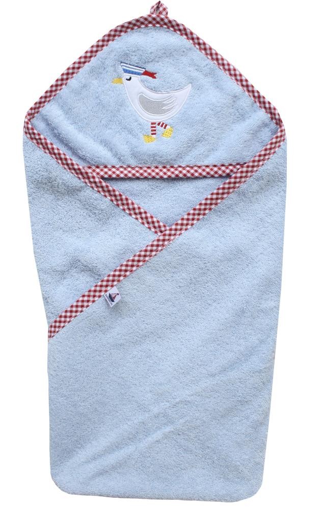 Babykapuzenhandtuch Möwe hellblau