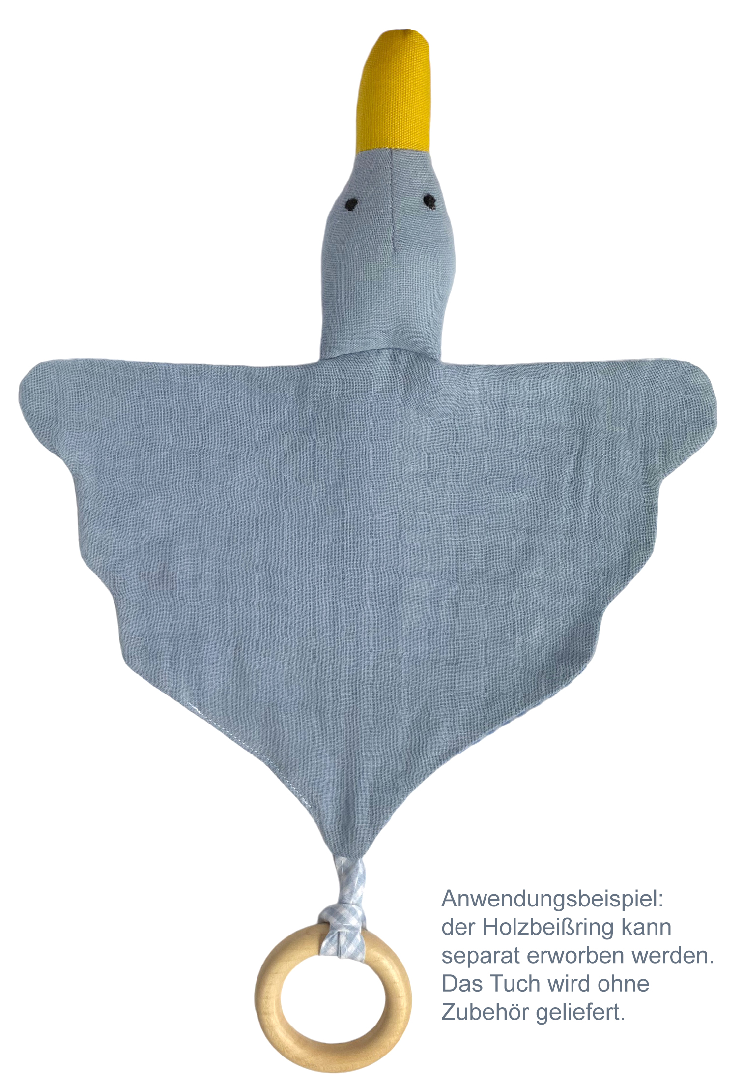 Schnuller- und Schnuffeltuch Gans blau
