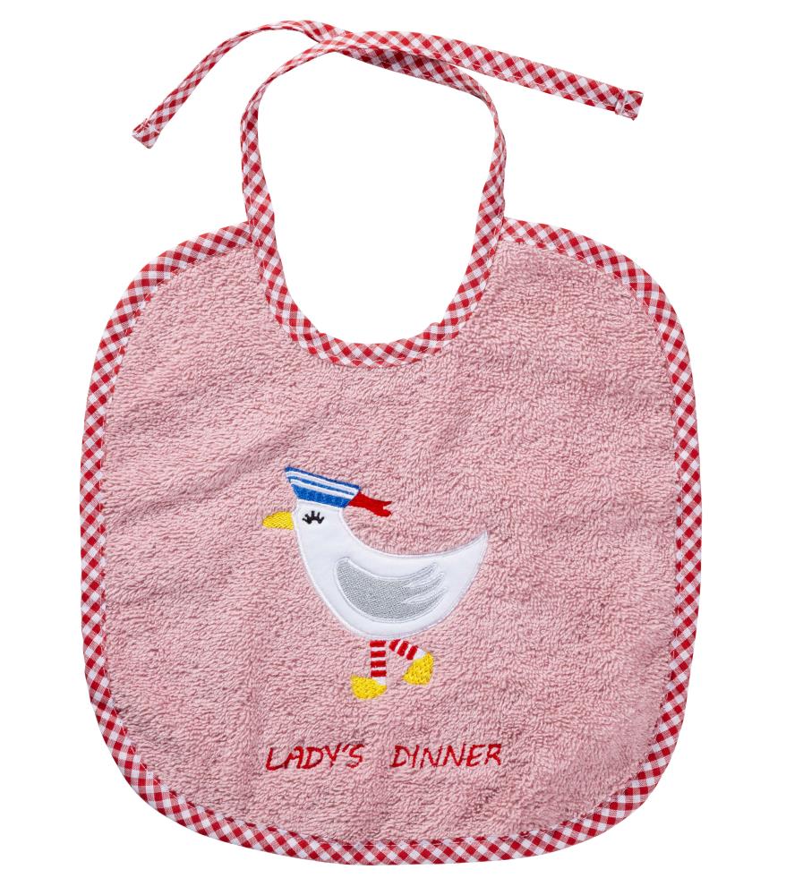Lätzchen, altrosa Frottee, Möwe
