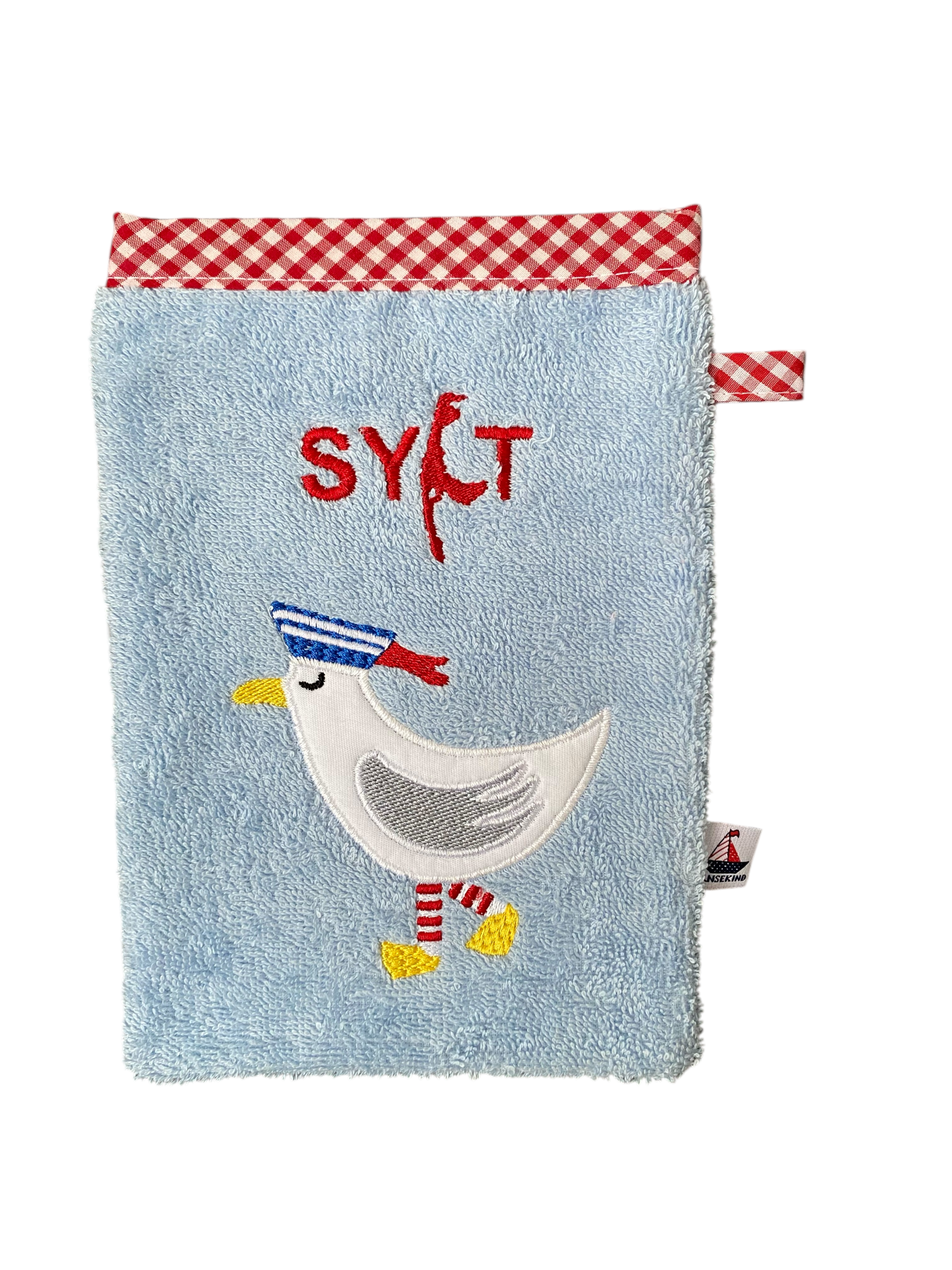 Waschhandschuh, hellblauer Frottee,SYLT+ Möwe