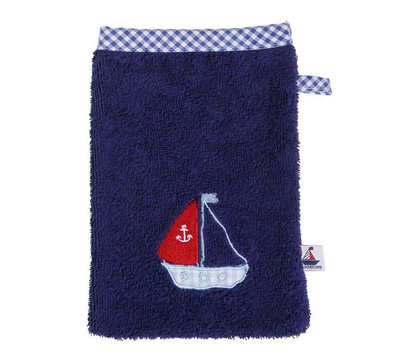 Waschhandschuh Segelboot navy