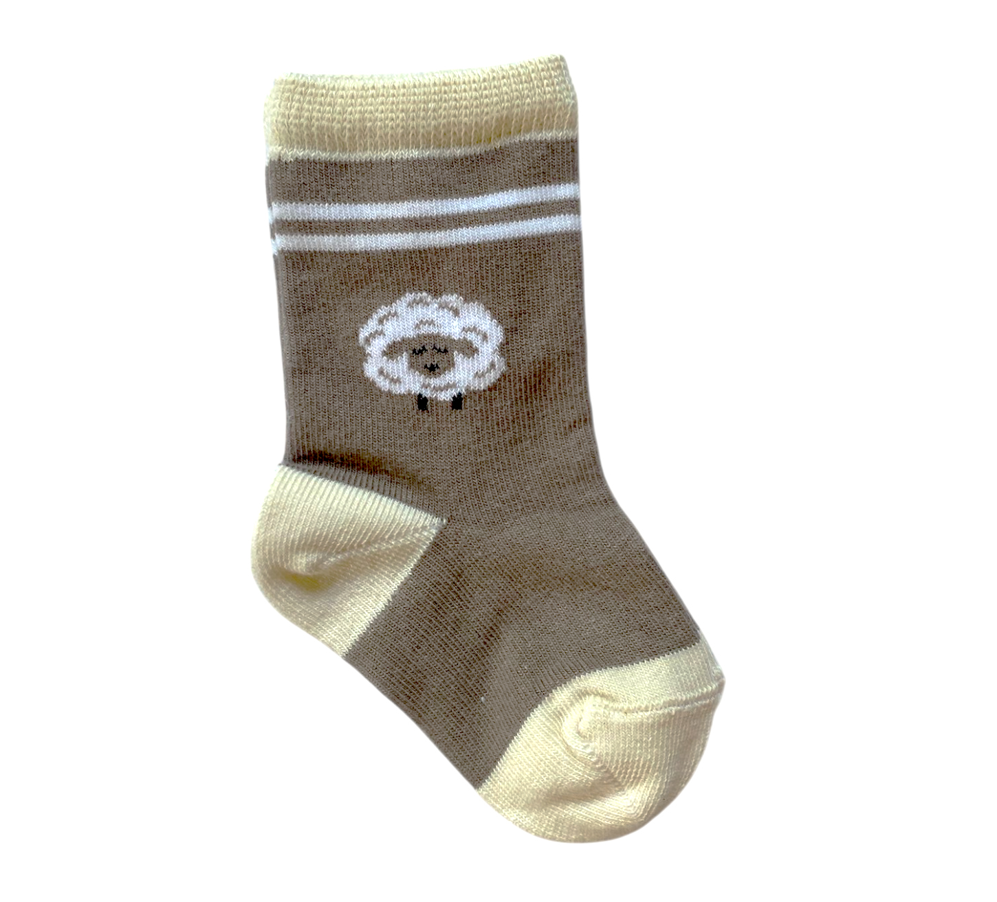 Socke braun mit Schafmotiv