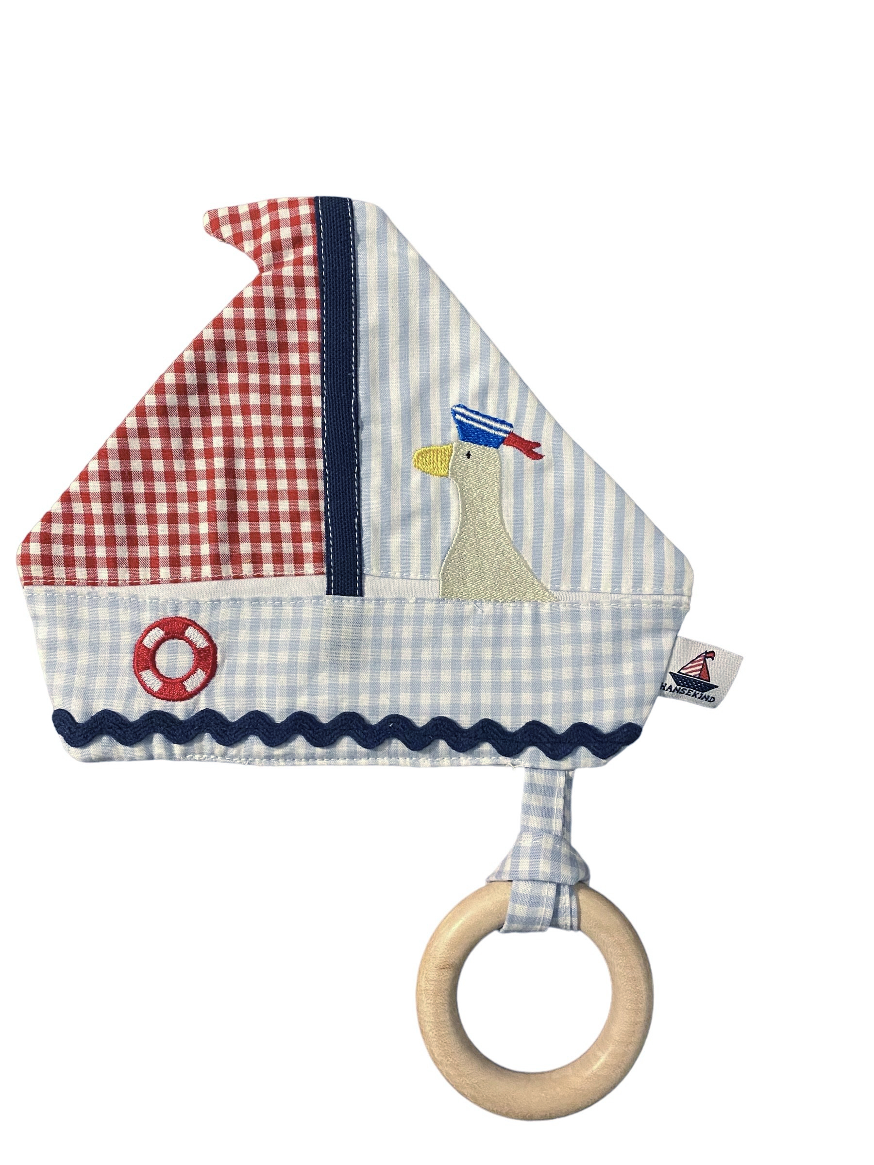 Segelschiff Spiel, Knister-und Schnullertuch blau