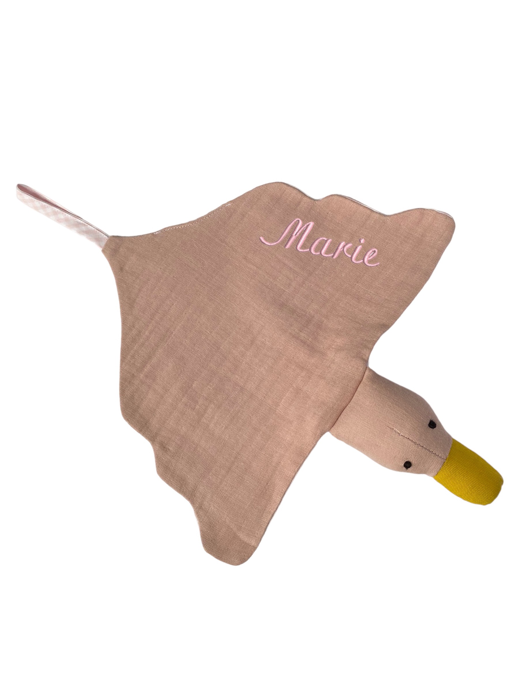 Schnuller- und Schnuffeltuch Gans rosa