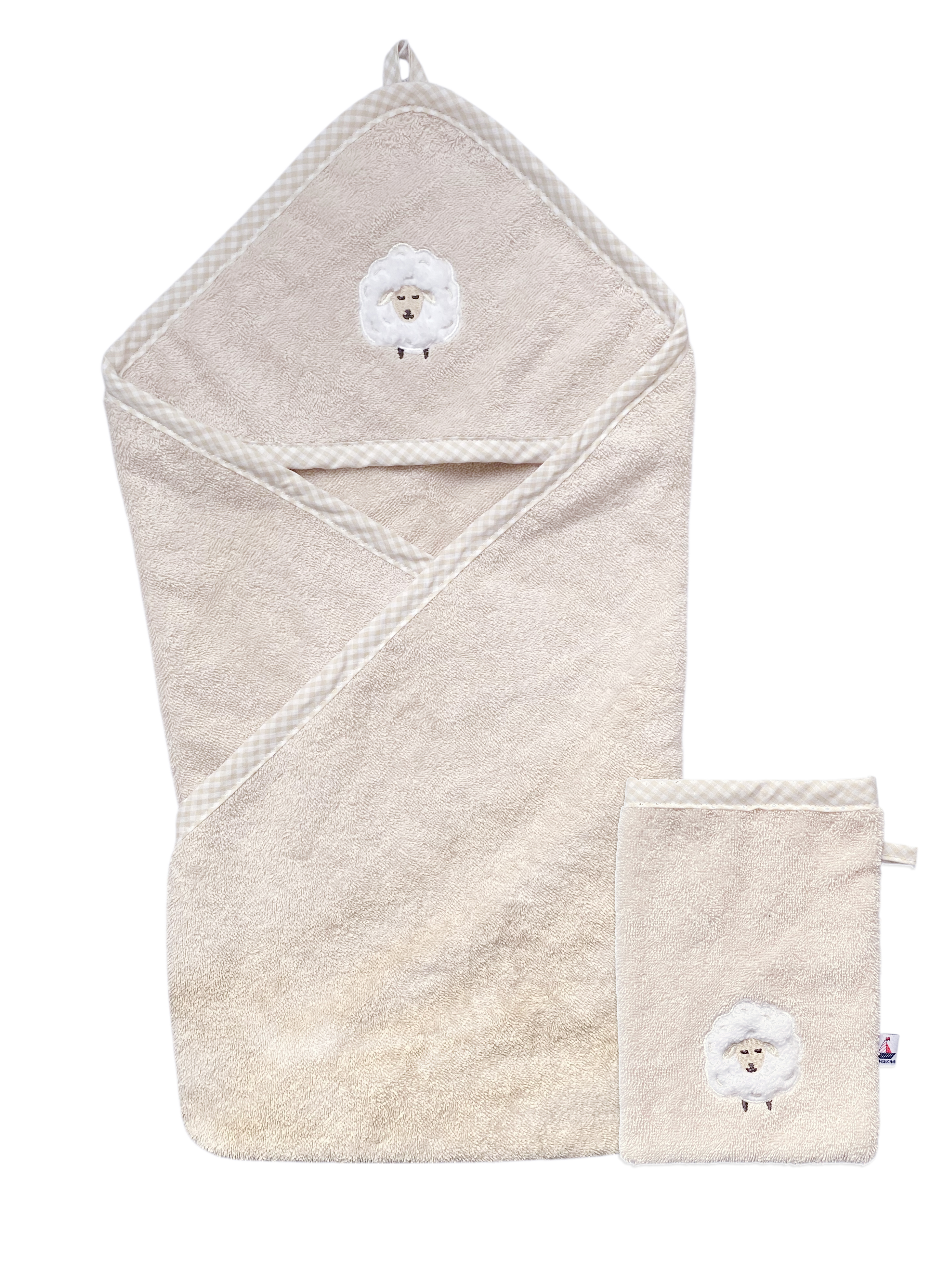 Baby Frottee-Set Dünenschaf | Kapuzenhandtuch & Waschhandschuh | Geschenk zur Geburt