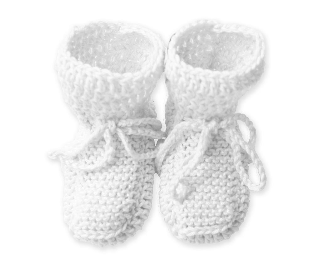 Strickschuhe für Babys weiß, handgestrickt