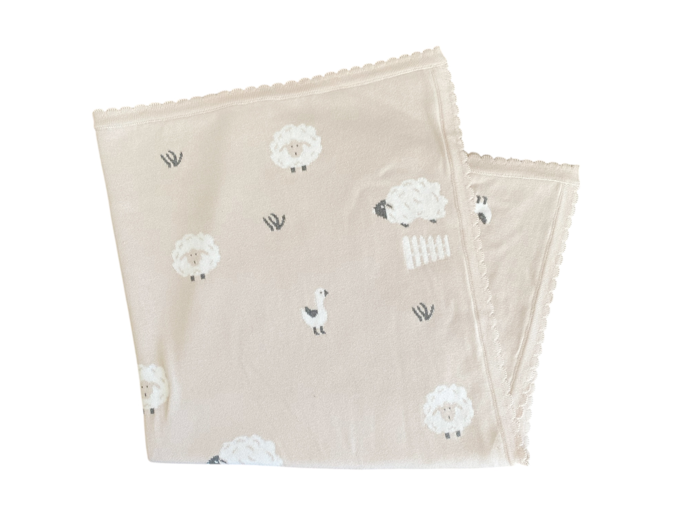 Baby Strickdecke Schafe Sand aus Baumwolle unisex| Hansekind