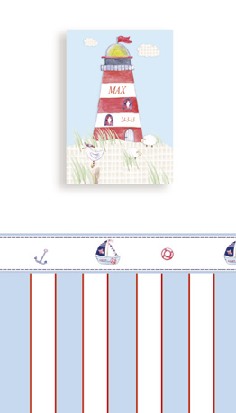 Kinderbild Leuchtturm, 30 x 40 cm, personalisiert