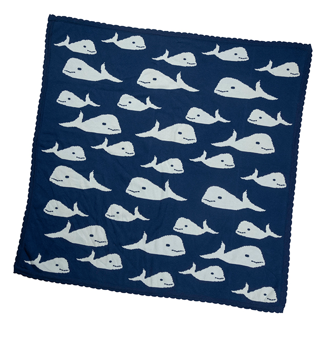 Strickdecke Wal, navy
