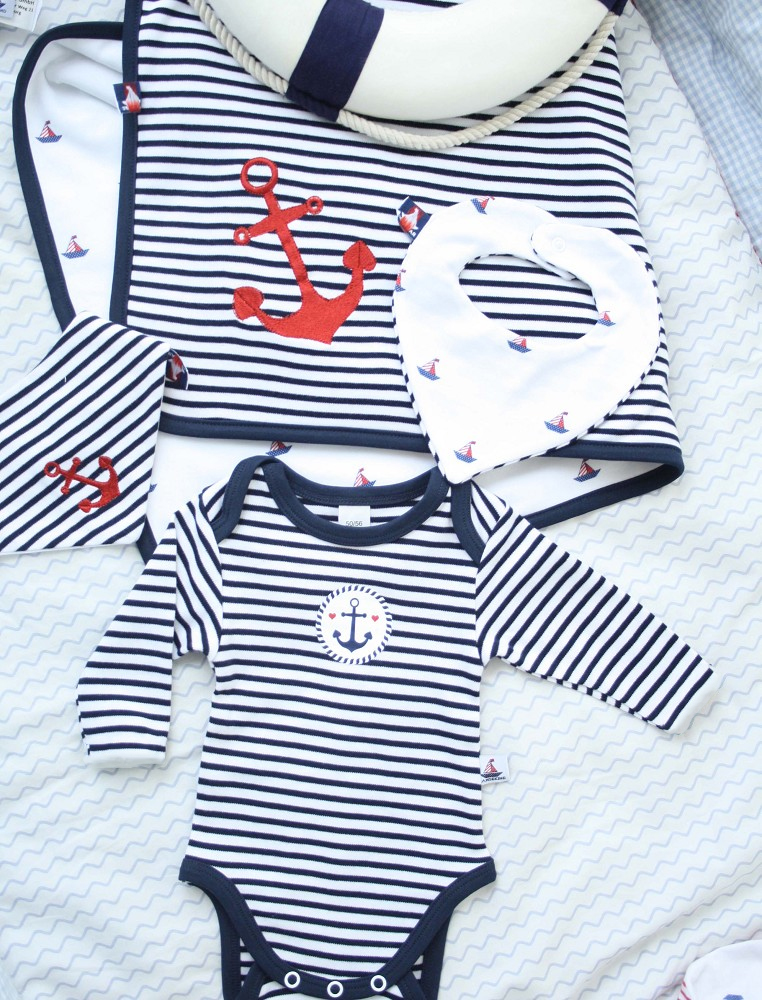 Body Langarm, navy-Anker 62-68