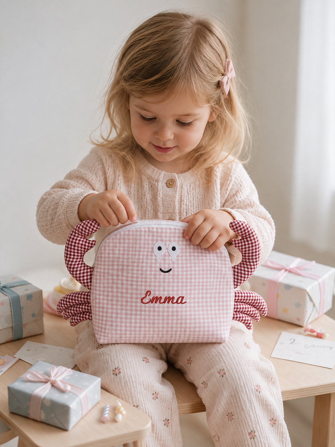 Kinder Kulturtasche Krabbe | Kulturbeutel für Kinder aus OEKO-TEX® Standard 100 | Hansekind