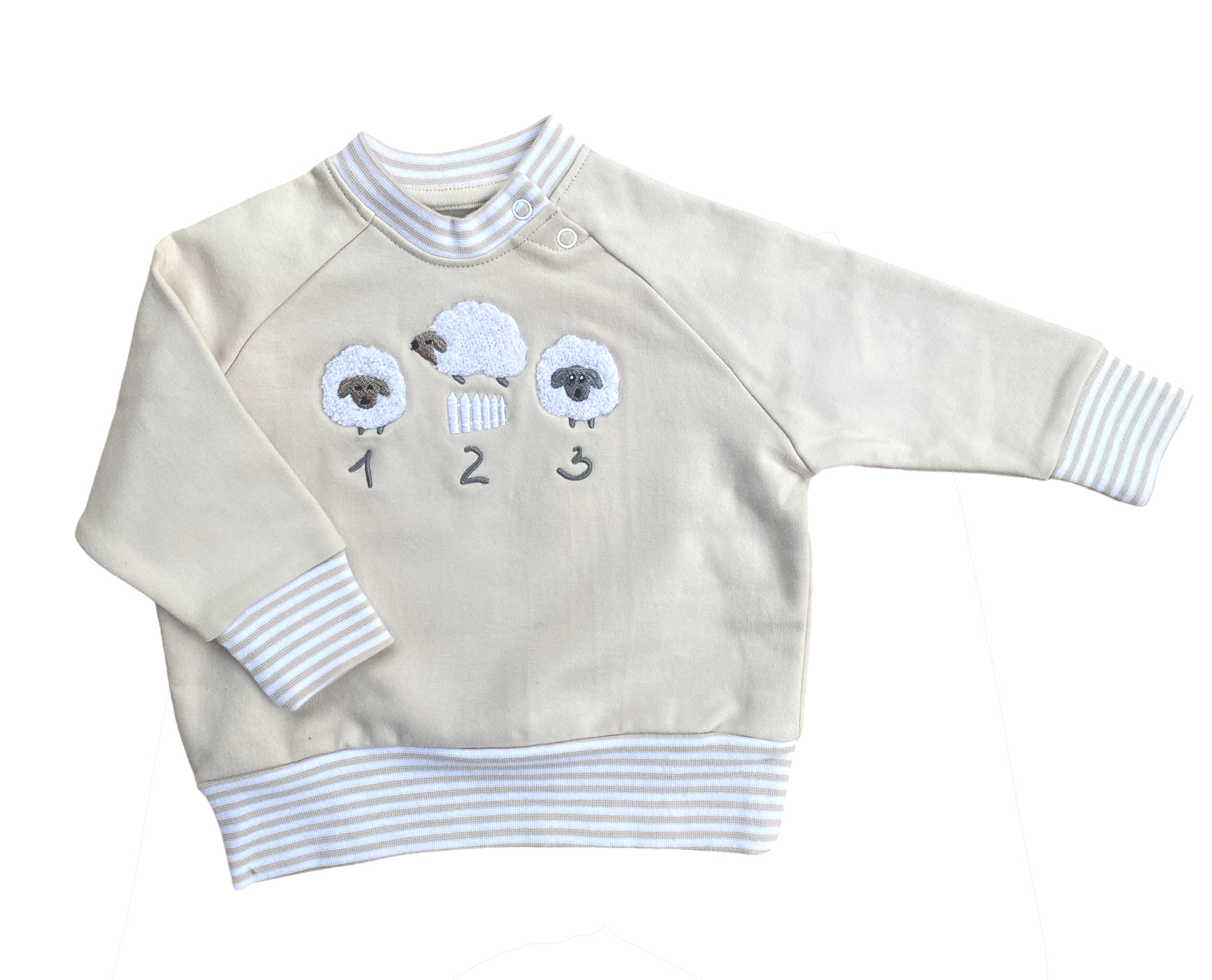 Sweatshirt Schaf sandfarben mit 3D Stick