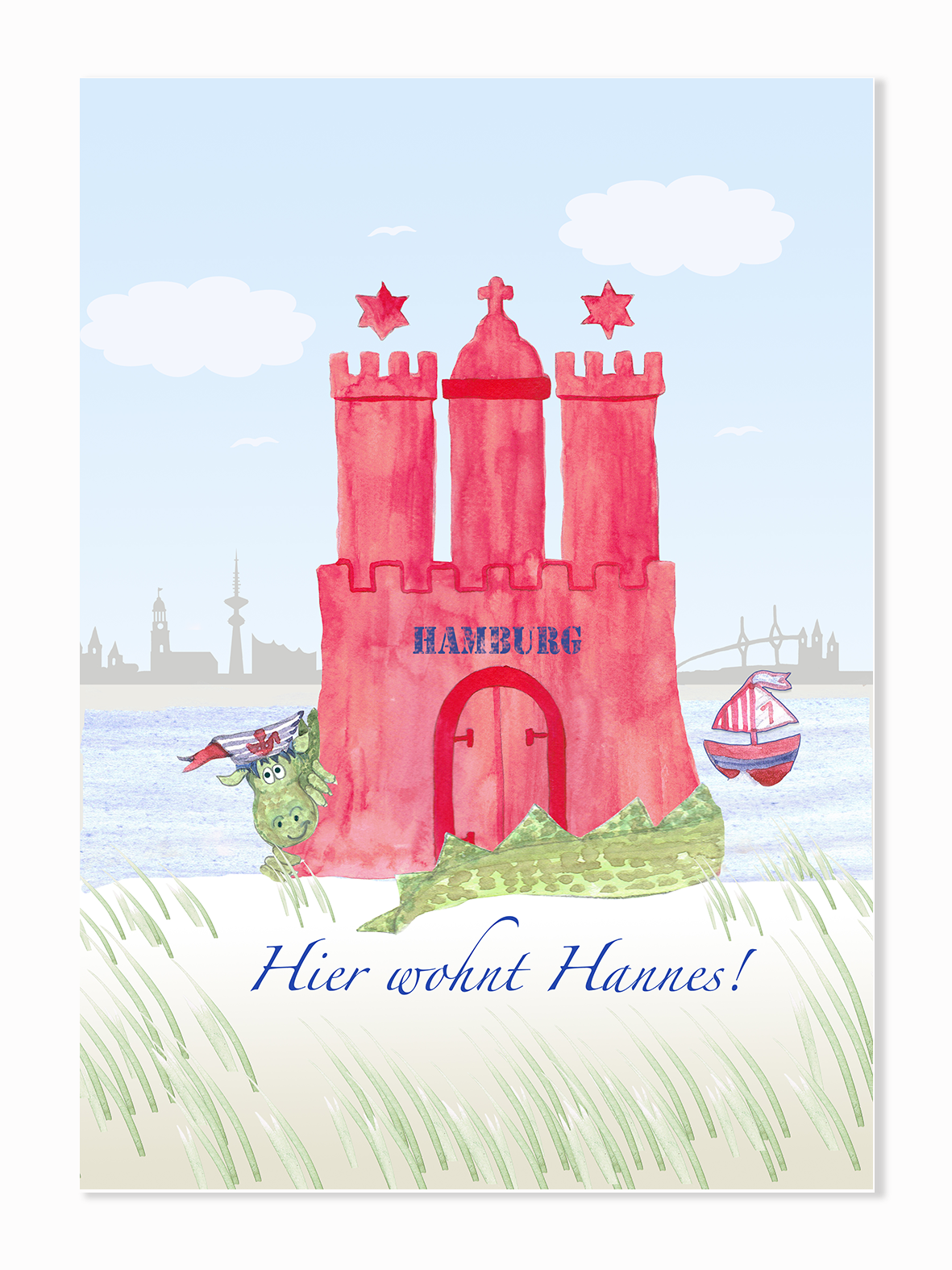 Kinderbild Hamburg, 30 x 40 cm, personalisiert