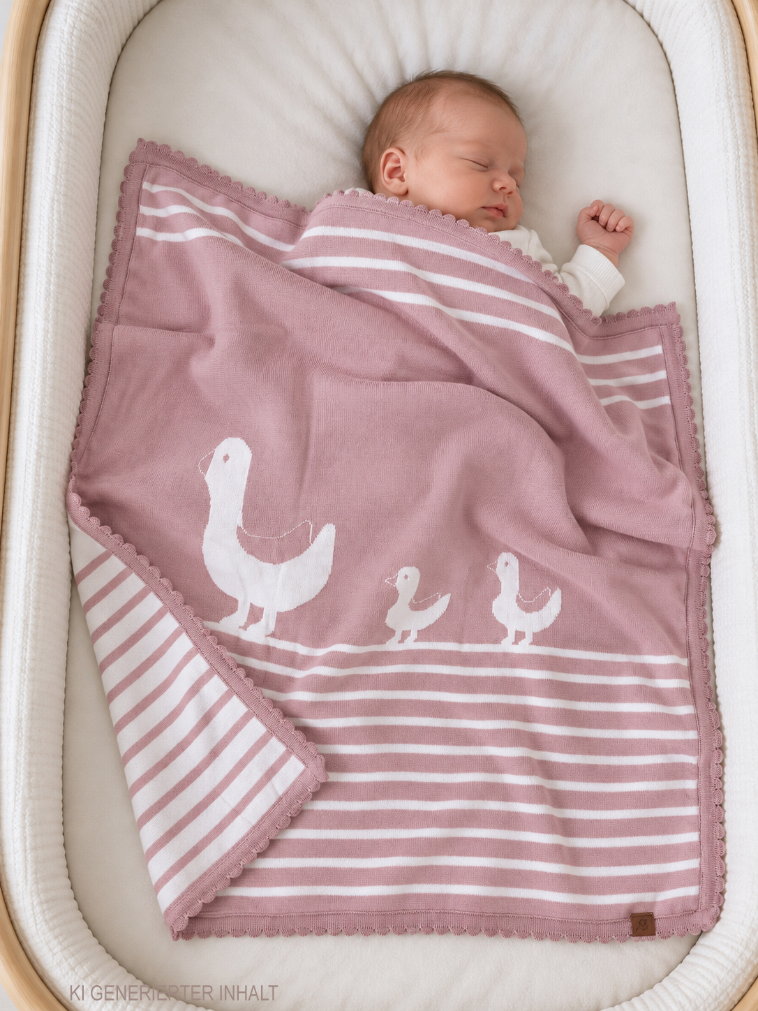 Strickdecke Gänsefamilie, rosa