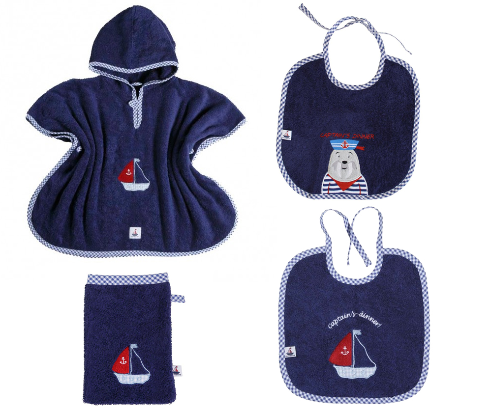 Navyfarbenes Frottee Spar-Set 4-teilig