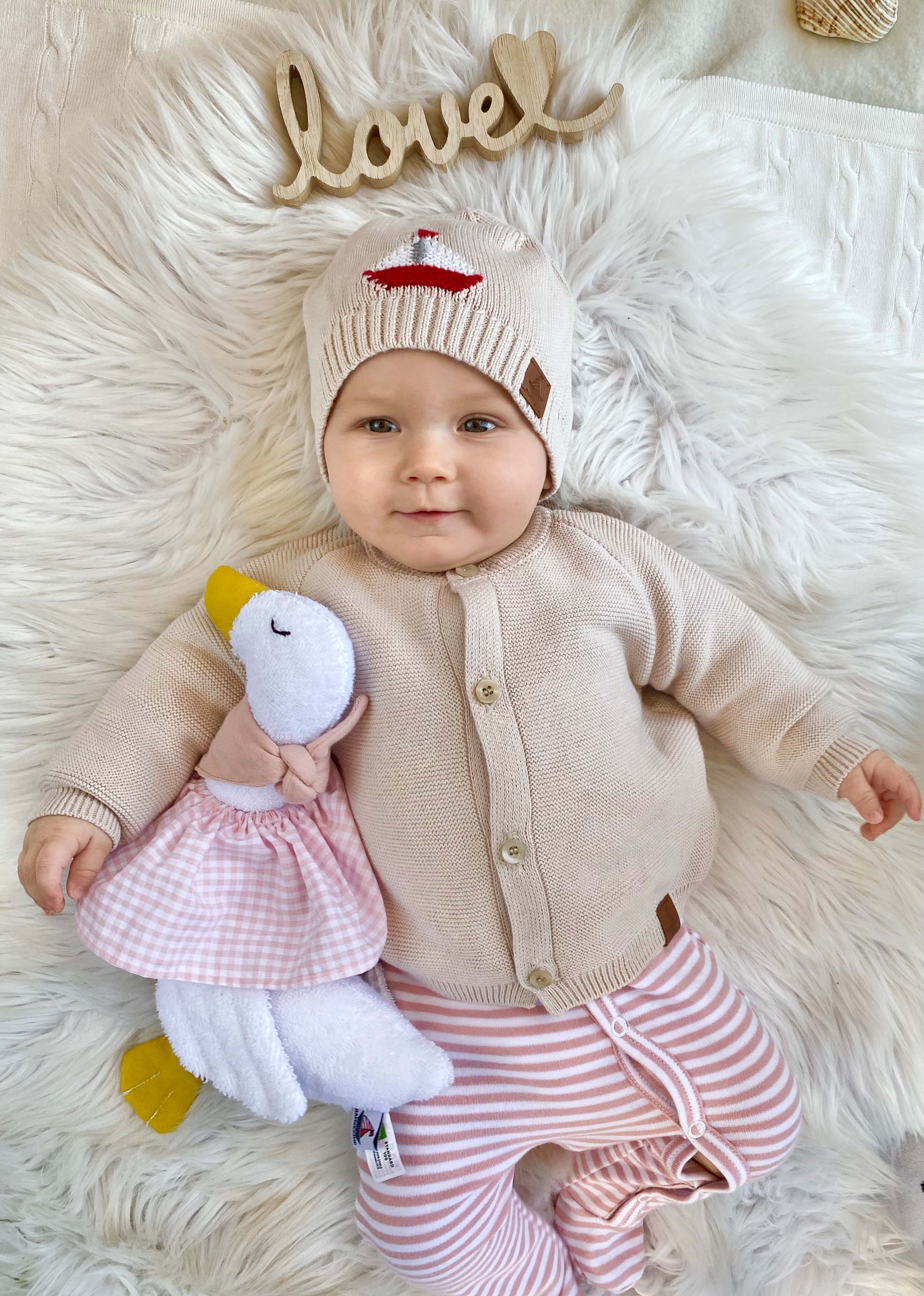 Geschenk zur Geburt Mädchen | 2-teiliges Gänse-Set mit Kuschelgans & Kinderkissen | Hansekind
