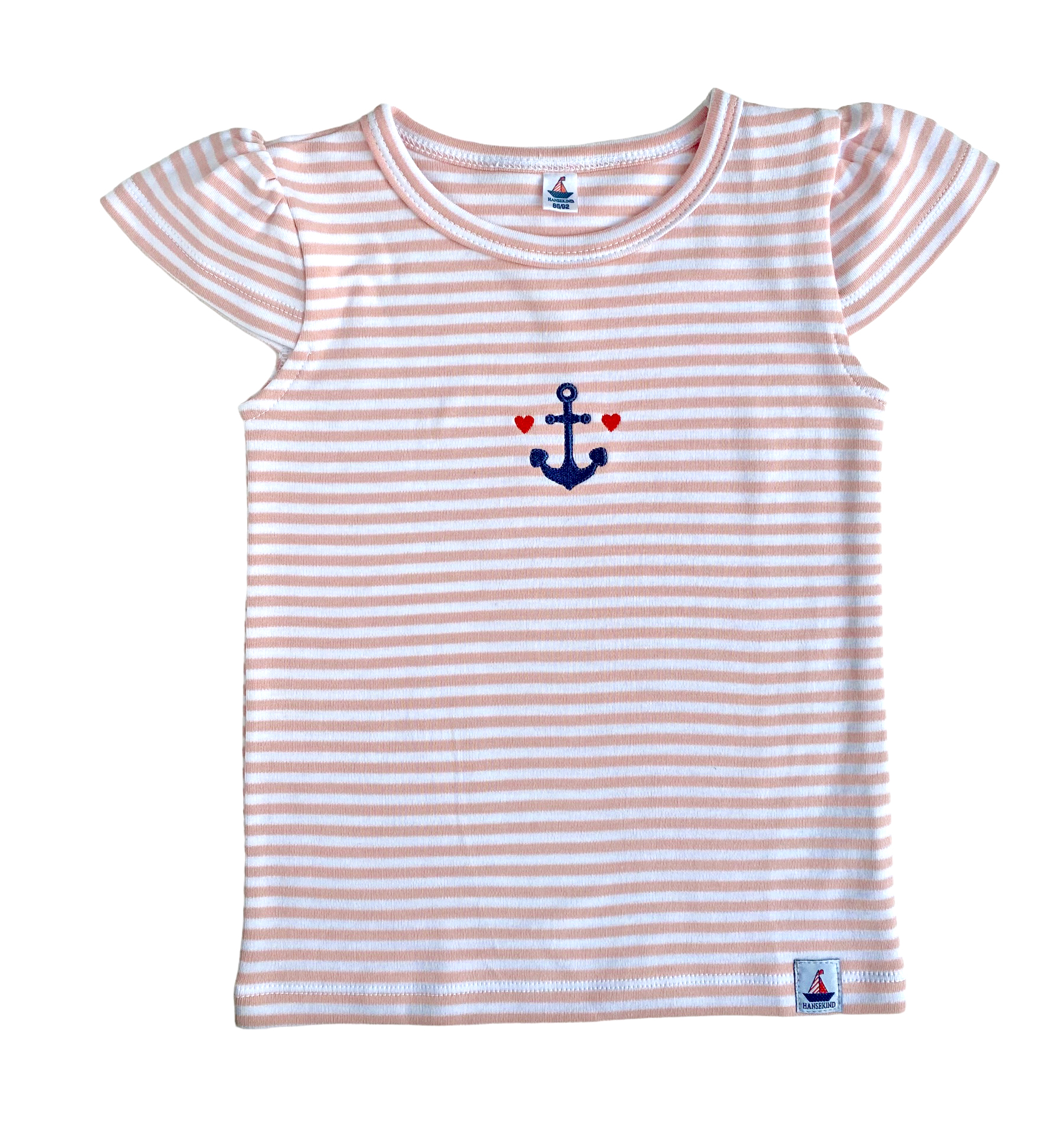 T-Shirt rosa weiß gestr. mit Ankerstick, in 4 Größen