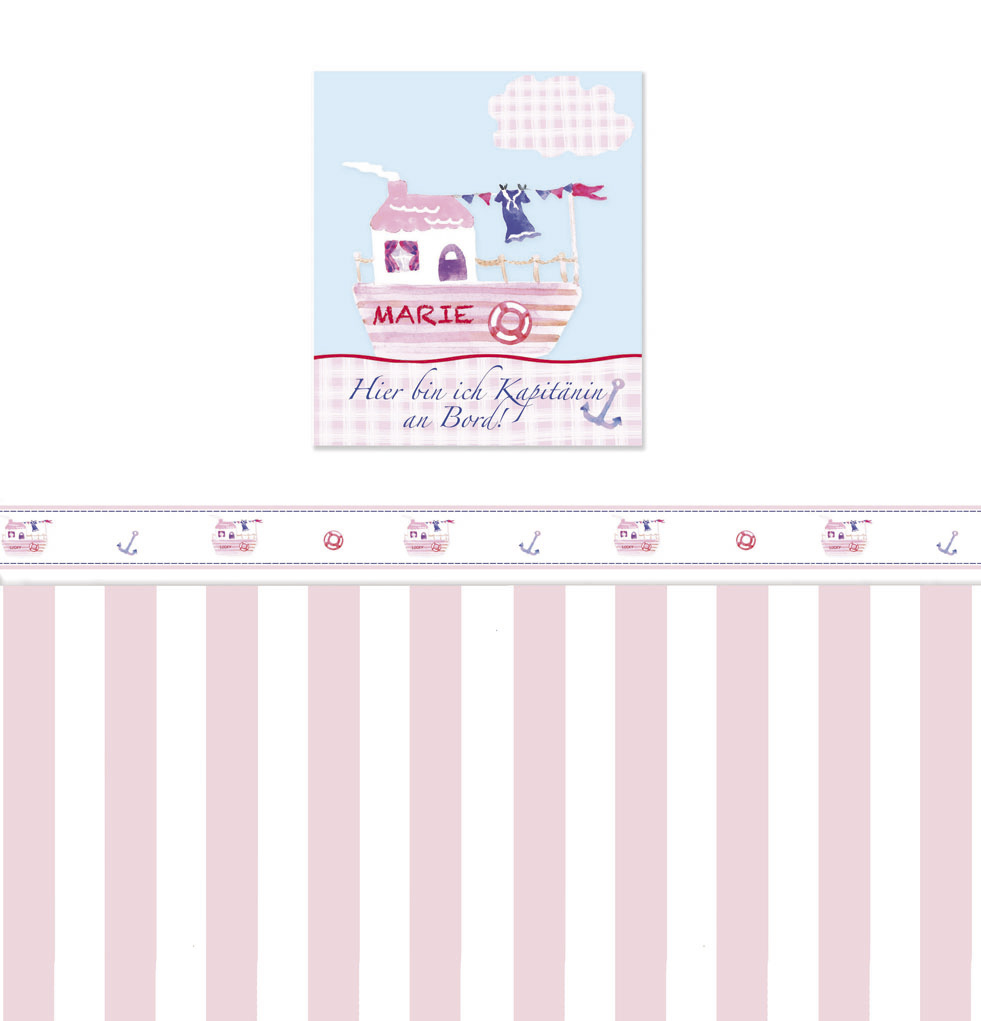 Kinderbild Hausboot, 40 x 40 cm, personalisiert