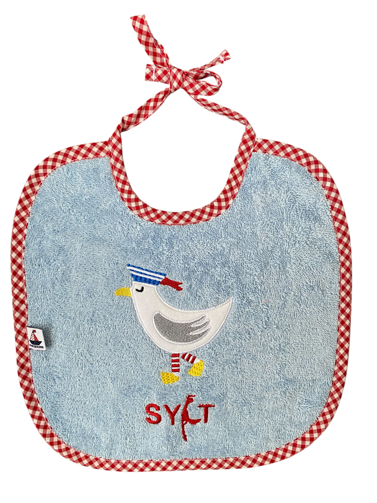 Sylt Lätzchen, hellblauer Frottee, Möwe
